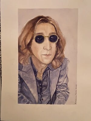 Pintura de John Lennon. "10""x14"" sin marco y firmado. Acuarela original. Beatles. Foto 1 de 4