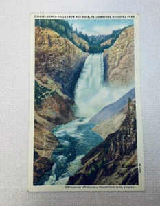 Vintage Yellowstone National Park NPS Postcard Lower Falls Red Rock Image Haynes - Picture 1 of 12