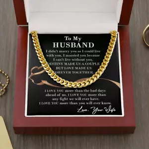 Gift for Husband, Husband Gift Cuban Link Chain Necklace, Husband Gift from Wife - Picture 1 of 25
