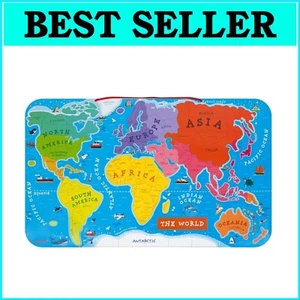 Interactive 92-Piece Magnetic World Map Puzzle - Perfect for Learning Ages 7+ - Picture 1 of 3
