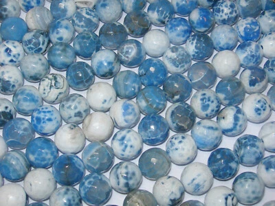 Cuentas de piedras preciosas de ágata azul y blanco facetadas de 12 mm hebra de 15" Foto 1 de 2
