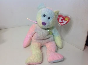 Retired Ty Beanie Baby MWMT GROOVY Tie Dyed Pastel Bear - Picture 1 of 3