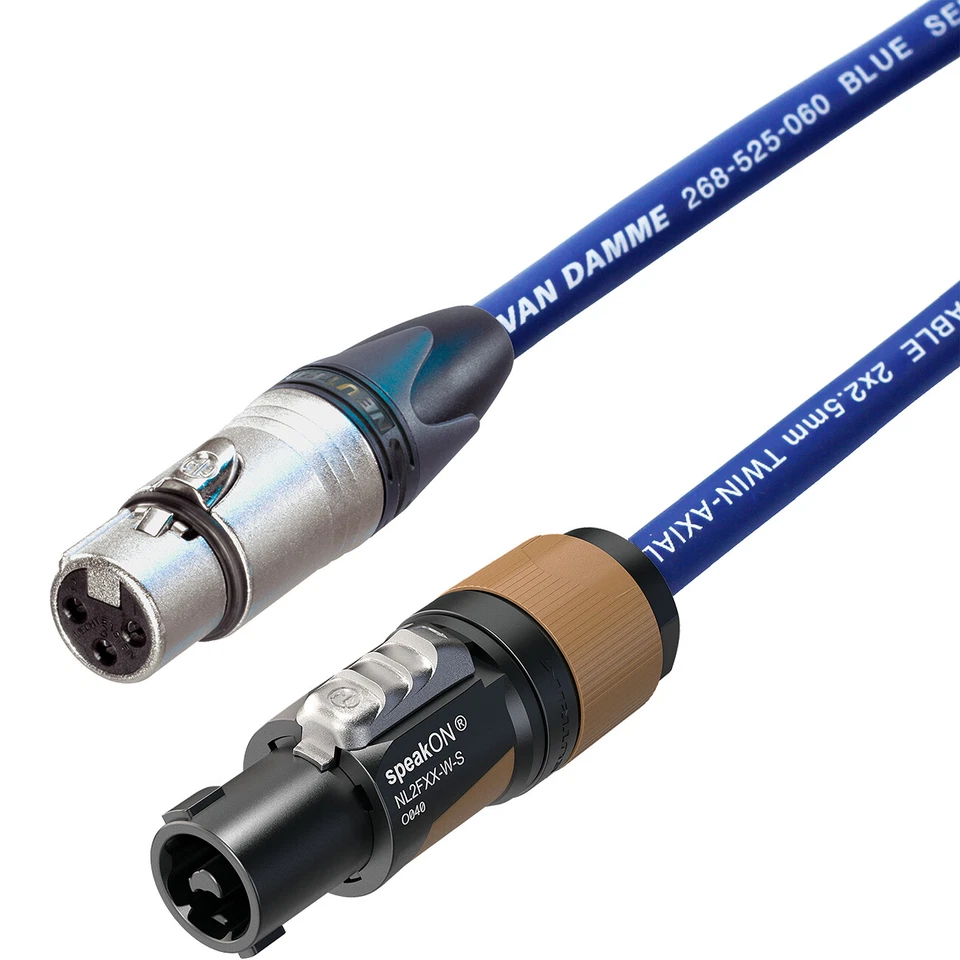 Speakon to Female XLR Speaker Cable Van Damme Blue 2.5 Passive Lead 2 Core Lead