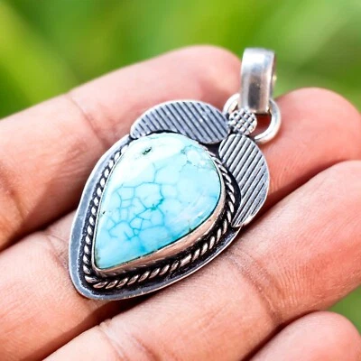 Piedras preciosas turquesa de la Bella Durmiente de plata de ley 925, tamaño 1,8" pulgadas Foto 1 de 4