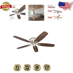 Classic 52 Inch Pull Chain Ceiling Fan with Reversible Blades - Brushed Nickel - Picture 1 of 12