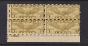 1932 Sc C17 AIRMAIL 8c olive MNH nice OG rotary press plate block of 4 (MB - Picture 1 of 1