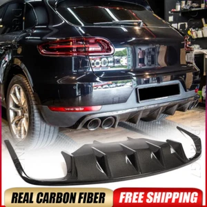 Parachoques trasero difusor labio barbilla alerón fibra de carbono real para Porsche Macan 2014UP - Imagen 1 de 18