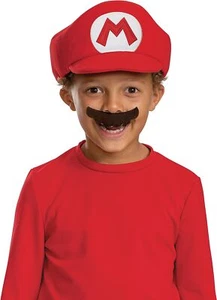 Mario Hat Moustache Elevated Nintendo Dress Up Halloween Child Costume Accessory - Picture 1 of 1