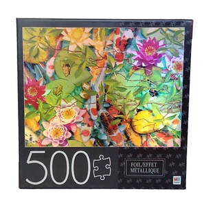 Milton Bradley KOI POND Jigsaw Puzzle Open Box Sealed 500Pcs Metallic Foil - Picture 1 of 3