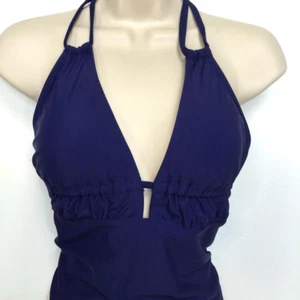 NWT Cupshe Womens Navy Blue Tempest Shirred Tunneled One-Piece Swimsuit Large - Picture 1 of 11