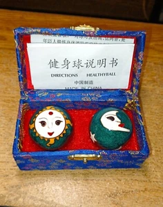 Cloisonne Balls Sun & Moon Baoding Therapy Meditation Stress w Directions & Box - Picture 1 of 3