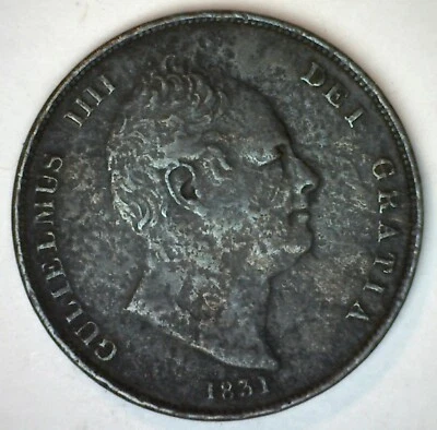 1831 Great Britain Copper Penny 1c UK Coin Circulated Poor Rough Porous Surface - Image 1 of 2