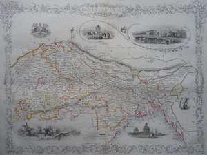 c1858 Antique Map of INDIA - NORTHERN INDIA including The Presidency Bengal - Picture 1 of 11