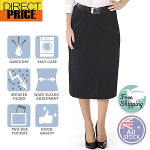 2 packs Long Business Navy Skirt Below Knee Pencil Lady Office Work Plus Sizes - Picture 1 of 7