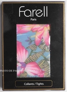 Collants BLEU vert FLEURS - Taille 3 - 80 D - FARELL pour femme flower NEUF #C13 - Bild 1 von 3