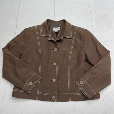 Vintage Pendleton Brown Silk Linen Button Front Blazer Jacket Women’s Size P12 - Image 1 of 4