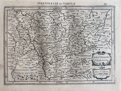 ANTIQUE MAP of Germany  "Westphalia Tabula Tertia"  by Mercator,  c. 1628 - Image 1 of 3