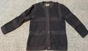 Vintage Gene Ewing Jacket Women Black Wrinkled Sunwash Coat Bis Bis Size LARGE - Picture 1 of 7