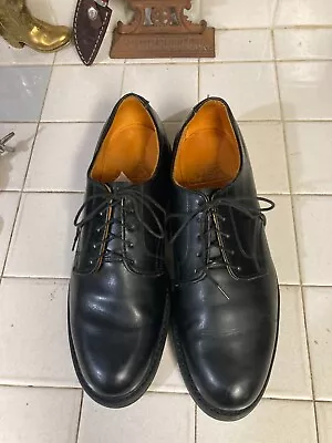 Vintage 1950s 60s Herman Black Leather Oxford Work Shoes Postman Size 10 C - Image 1 of 4