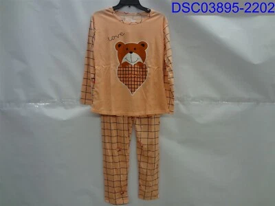 Conjunto de pijama de dos piezas Suiyishun Girls XL marrón Love Bear Foto 1 de 4