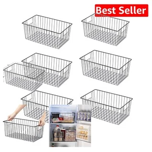 Upright Freezer Organizer Baskets: 16x12x6 Inch Wire Bins for Maximum Storage - Picture 1 of 11