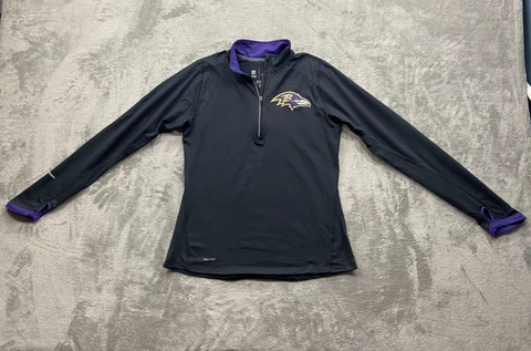 Baltimore Ravens Nike Shirt Women's Medium Black 1/4 Zip Pullover Logo NFL Cover