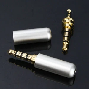 Zwei Gold 4-polig 3,5 mm Stecker Reparatur Kopfhörer Buchse Stecker Audio Löten Platin@ - Bild 1 von 1