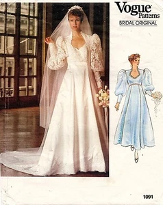 1980's VOGUE Bridal  Bridal Gown,Petticoat Pattern 1091 Size 12 UNCUT - Picture 1 of 2