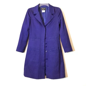 Vintage Chanel 2001 Purple Long 3D Textured Y2K Victorian Blazer Coat 36 - Picture 1 of 19