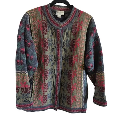 Cherry Lewis Woman Size XL Vintage Wool Jacket Made In England All Over Nordic - Image 1 of 4