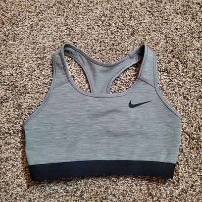 Nike Sports Bra Womens Medium Gray No Pads Athletic Training - Image 1 of 4