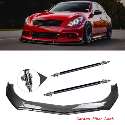 Carbon Fiber Front Bumper Lip Spoiler Splitter Strut Rod For Infiniti G37 Coupe Foto 1 de 4