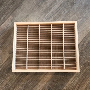 Vintage 100 Kassetten Band Halter Holz Wand Display Rack Aufbewahrung 24” x 18,75” - Bild 1 von 13