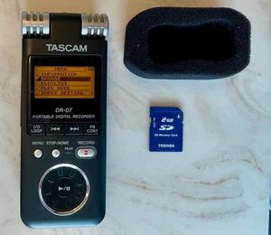 Tascam DR-07 Portable Digital Audio Recorder + 2GB Memory Card Tested Works Good - Picture 1 of 7