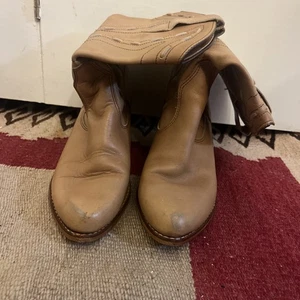 Botas de Vaquero Cuero Tostado Cuero Puntada Grande Talla 8.5M Tacones Biltrite Bajos Medianos - Imagen 1 de 15