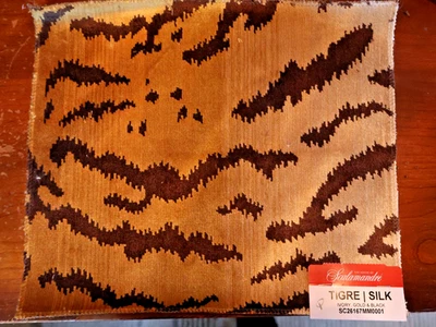 New SCALAMANDRE DESIGNER FABRIC SAMPLE Old World Silk Tiger Gold 12" x 10.675" Q - Image 1 of 4