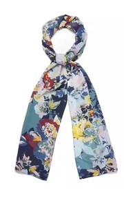 Laura Ashley Floral 100% Silk Long Scarf Green Multi - Pretty! - Picture 1 of 9