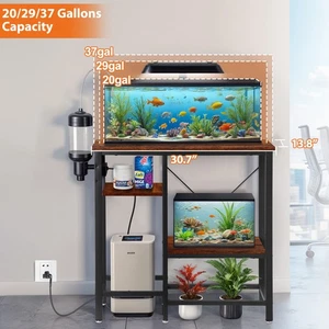 Aquarium Stand 20-37 Gallon Fish Tank Stand w/ Power Outlets Adjustable Shelves - Picture 1 of 24