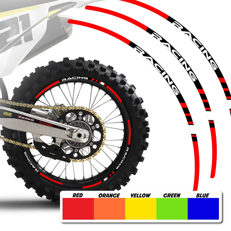 Rojo 21 pulgadas. Calcomanía adhesiva de llanta de 18" para moto de cross P01 para Suzuki DR200S 19 20 21 22 23 Foto 1 de 4