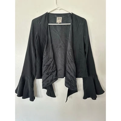 Go By GoSilk черный галстук спереди укороченный куртка, размер XS, новый без ЯРЛЫКОВ, прихотливый гот - Изображение 1 из 4