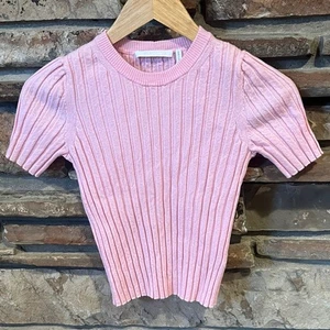 Helmut Lang 100% Wool Pink Ribbed Sweater Short Sleeves - Picture 1 of 6