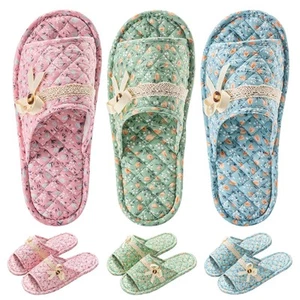 3 Pairs Floral Cotton House Slippers for Women, Open Toe Indoor Slippers Comf... - Picture 1 of 7