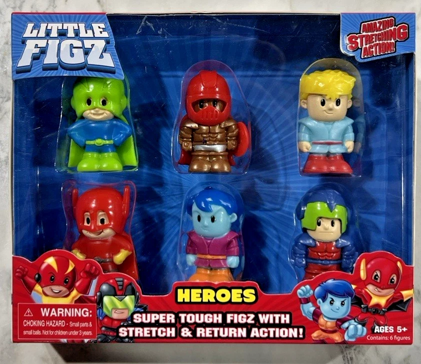 Little Figz Series 1 Heroes 6 Stretching Action Figures