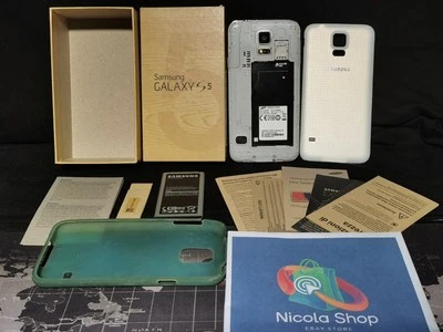 SAMSUNG GALAXY S5  SM-G900F 16G Bianco LCD Rotto Per Ricambi Ottima Back Cover - Immagine 1 di 4