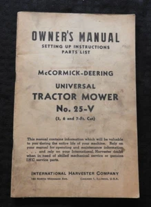 1944 McCORMICK-DEERING TRACTOR MOWER 25-V OPERATORS MANUAL A B H M 10-20 15-30 - Picture 1 of 8
