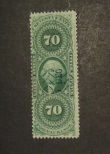 US Revenue Stamp R65d 70c Foreign Exchange Silk Paper 1st Issue 1862-1871 - Picture 1 of 2