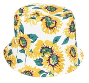 New White Sunflower Bucket Hat Adult Summer Shade One Size Sunflowers Women's - Picture 1 of 1