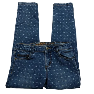 Arizona Jean Co Girls Cropped Jeans 10 Reg Medium Wash Heart Print Denim - Picture 1 of 8