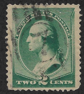 US # 213 (1887) 2c - Used VF/XF - George Washington with Jumbo borders. - Picture 1 of 2