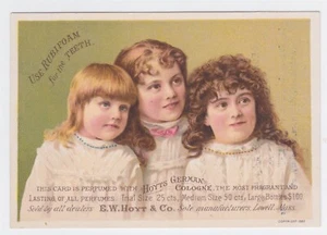 VICTORIAN TRADE CARD PRETTY GIRLS RUBIFOAM TOOTHPASTE & HOYT'S COLOGNE - Bild 1 von 2